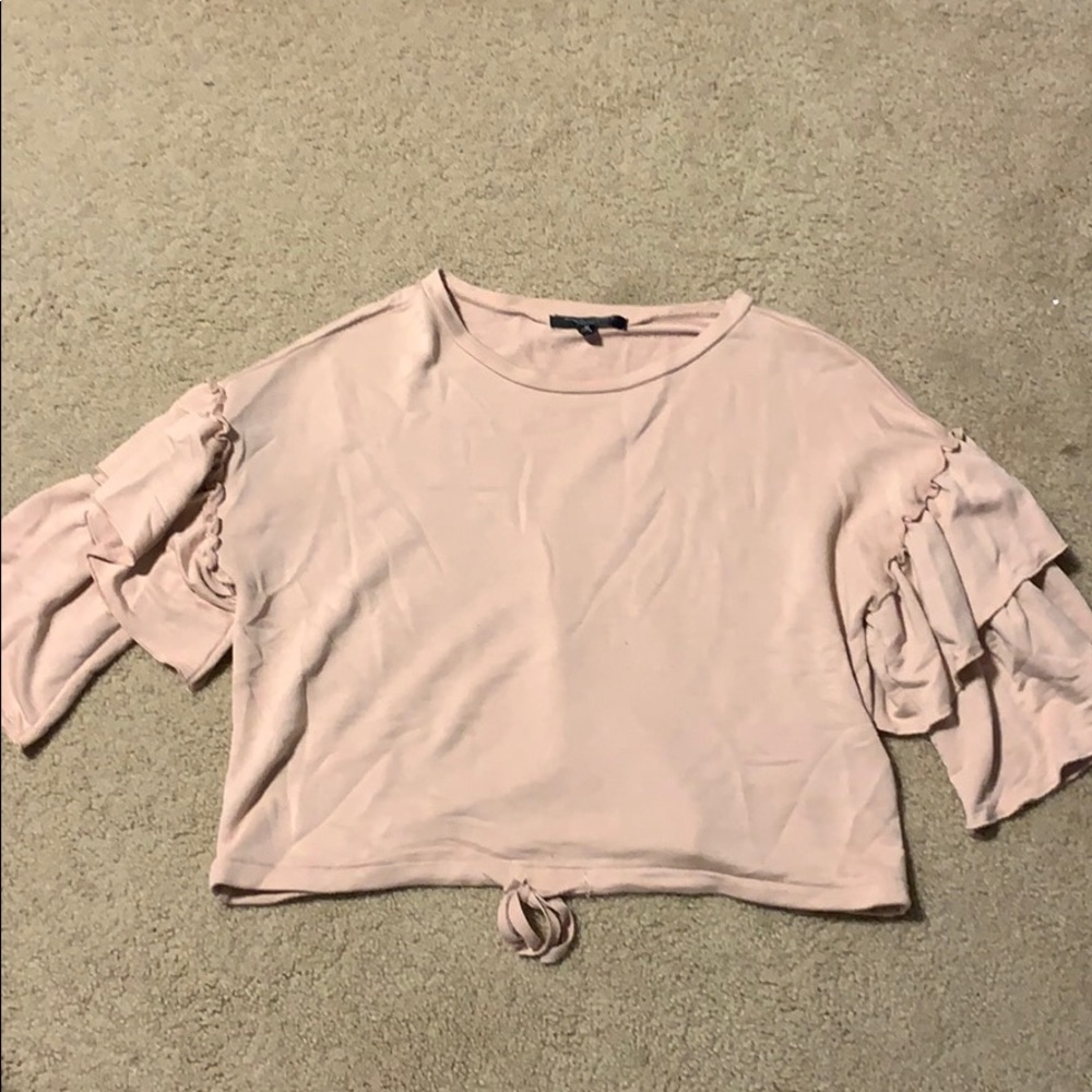 Baby pink ruffle sleeve blouse